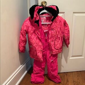 Obermeyer Pink Quilted Snowsuit with Hood separate set.